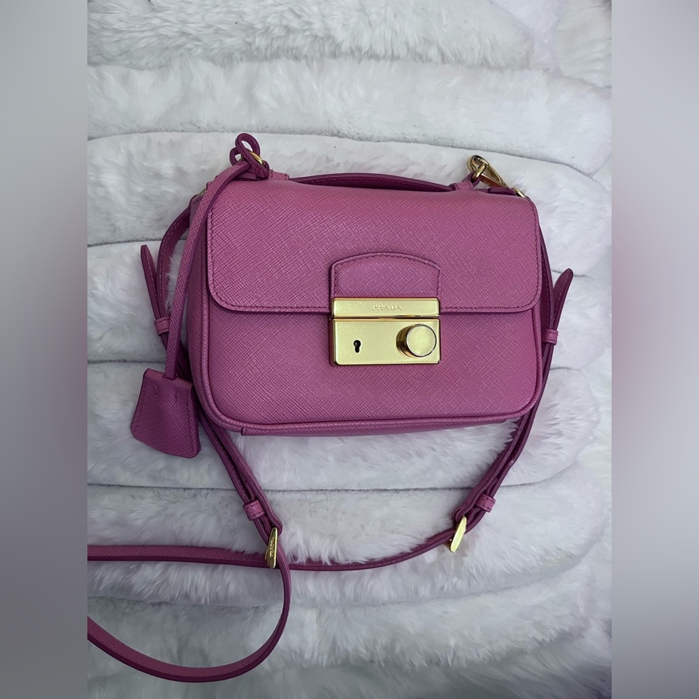 Prada Saffiano Leather Crossbody Bag with Gold Accents